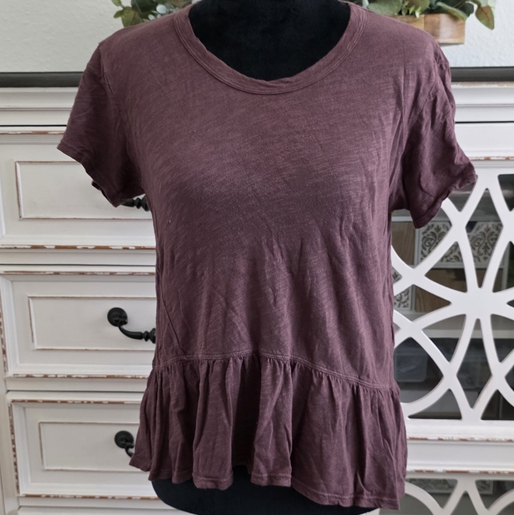 Anthropologie Women's Brown Peplum Top